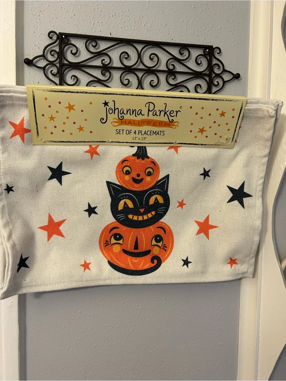 Halloween Kids Placemat Set - Orange & Black Pumpkin Stack
